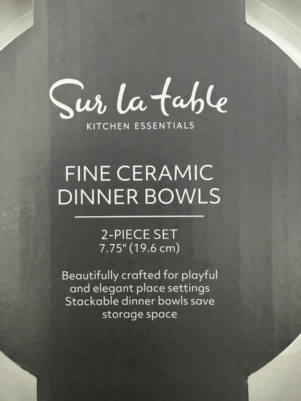 Sur La Table Fine Ceramic Dinner Bowls White Set of 2 Pasta 7.75